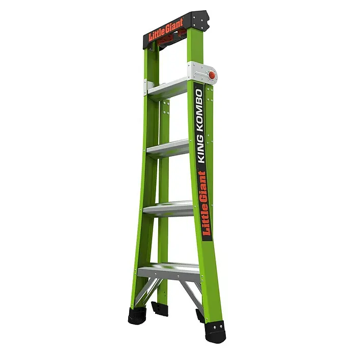 Little Giant Mehrzweckleiter 5+4 STUFEN - Anzahl Tritte: 9 Stk., Arbeitshöhe: 3,45 m, Verbundwerkstoff - Little Giant King Kombo Sprossenleiter für den industriellen Einsatz. Robuste, grüne Leiter mit grauen Stufen für sicheren Stand.