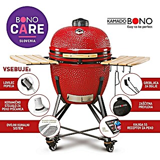 Kamado Bono Žar na oglje Grande (Premer površine za peko: 49 cm, Rdeča)