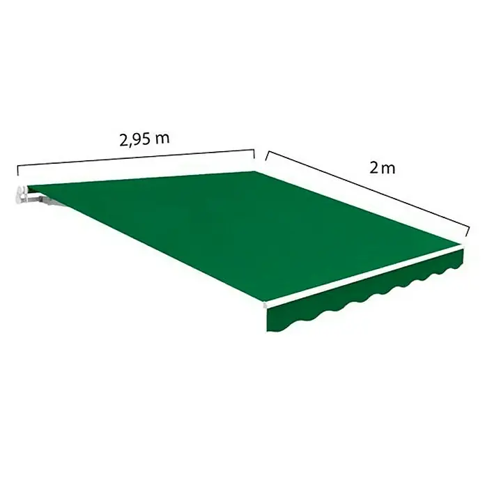 SmartSun Toldo de brazos extensibles Easy Lite - Verde bosque, Ancho: 3 m, Caída: 2 m - Toldo verde con dimensiones (2,95 m x 2 m), ideal para terrazas o balcones, ofreciendo sombra.
