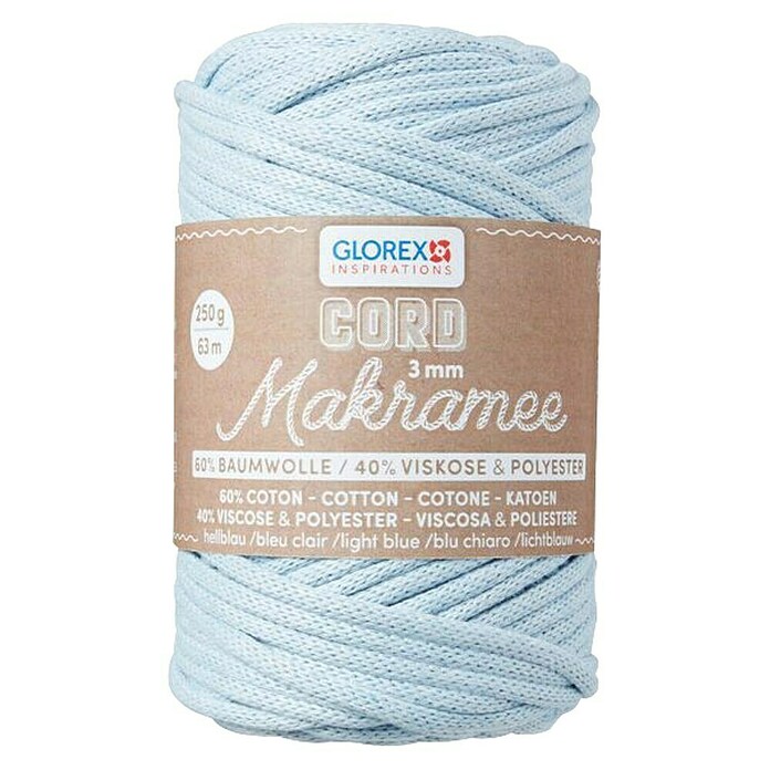 Glorex Wolle Makramee-Cord (Hellblau, 3 mm, 250 g, gewebt) | BAUHAUS