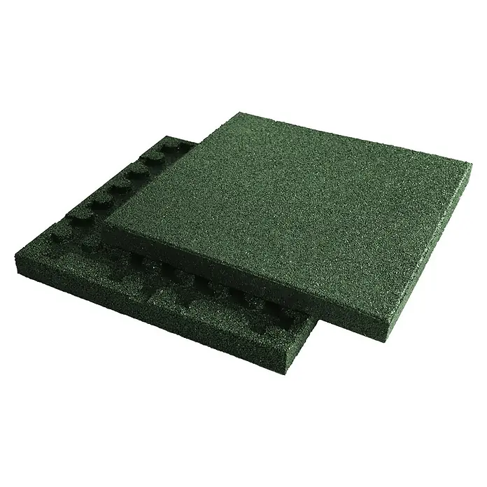 Fallschutzmatte - Grün, 50 x 50 x 4,5 cm - Hier sind grüne Gummifliesen. Die robusten Gummifliesen eignen sich perfekt für Fitnessstudios und Spielplätze und bieten Dämpfung und Sicherheit.