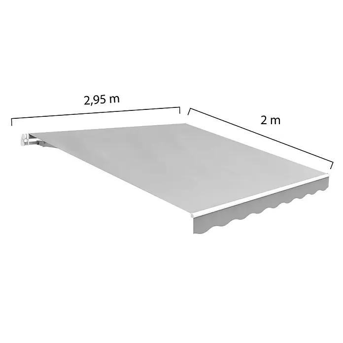 SmartSun Toldo de brazos extensibles Easy Lite - Gris piedra, Ancho: 3 m, Caída: 2 m - Imagen de un toldo con dimensiones de 2,95 m x 2 m, ideal para la protección solar en terrazas o balcones.