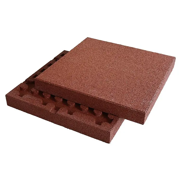 Fallschutzmatte - Rot, 50 x 50 x 6 cm - Gummifliesen für den Außenbereich, ideal für Spielplätze und Sportanlagen. Stoßdämpfend und rutschfest für mehr Sicherheit.