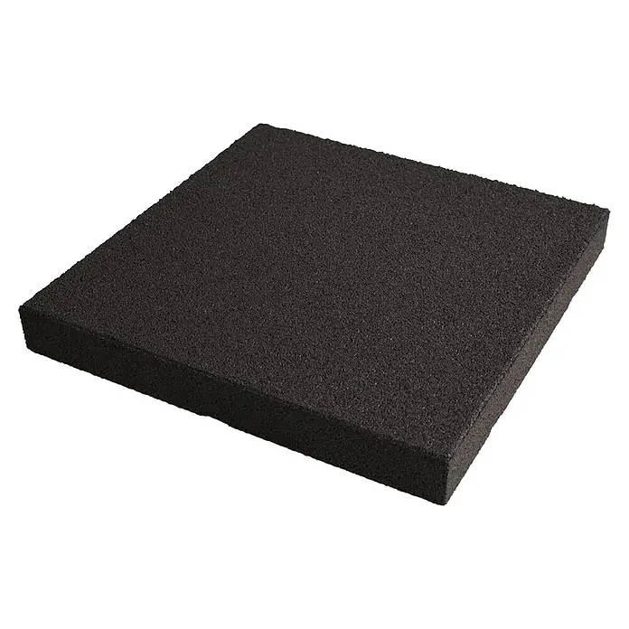Fallschutzmatte - Schwarz, 50 x 50 x 6 cm - Schwarze Schaumstoffplatte, ideal für akustische Dämpfung oder Polsterung. Die poröse Textur bietet gute Absorptionseigenschaften.