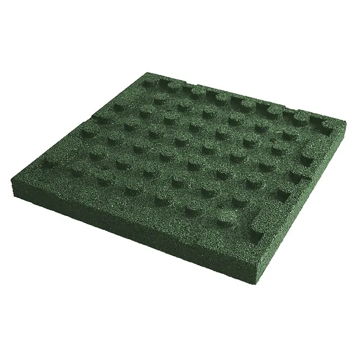 Fallschutzmatte - Grün, 50 x 50 x 4,5 cm - Grüne Gummibodenfliese mit Noppen für Spielplätze und Gärten. Rutschfest und stoßdämpfend für mehr Sicherheit beim Spielen.