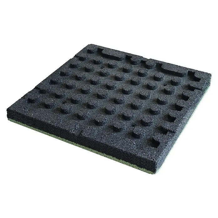 Fallschutzmatte EPDM - Grün, 50 x 50 x 5 cm - Strukturierte Gummiplatte mit Noppen, ideal für Bodenbeläge. Rutschfest und langlebig, perfekt für Innen- und Außenbereiche.