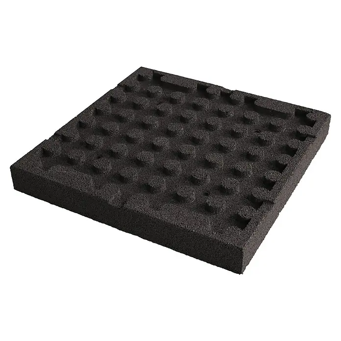 Fallschutzmatte - Schwarz, 50 x 50 x 6 cm - Texturierte, quadratische Noppenschaumstoffplatte in Anthrazit. Ideal zur Schallabsorption und zur Dämmung in verschiedenen Umgebungen.