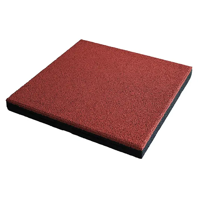 Fallschutzmatte EPDM - Rot, 50 x 50 x 5 cm - Aufnahme einer roten Gummibodenfliese.