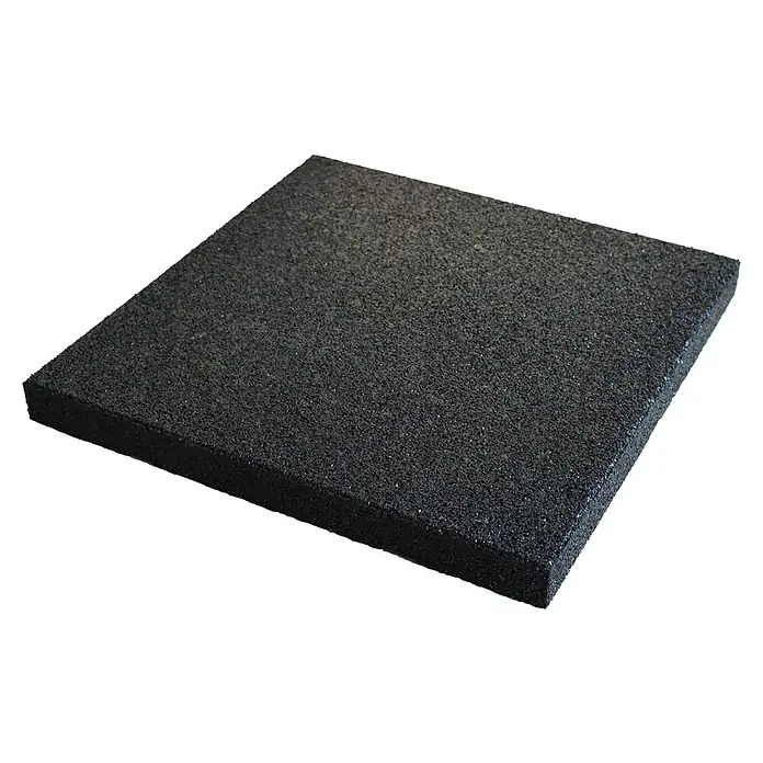 Fallschutzmatte - Schwarz, 50 x 50 x 4,5 cm - Schwarze Gummimatte mit strukturierter Oberfläche, ideal für Fitnessstudios oder Spielplätze. Rutschfest und stoßdämpfend für sicheren Halt.