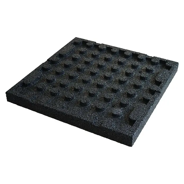 Fallschutzmatte - Schwarz, 50 x 50 x 4,5 cm - Strukturierte Gummimatte für den Außenbereich. Ideal für erhöhte Aufmerksamkeit und Sicherheit in öffentlichen Räumen.