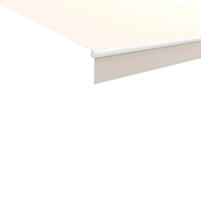 SmartSun Toldo de brazos extensibles Premium Edition Kit - Arena soft, Ancho: 3 m, Caída: 2 m - Detalle de un alféizar de ventana de color claro con borde redondeado, ideal para un diseño moderno del hogar.