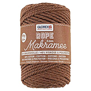 Glorex Wolle Makramee-Rope (Braun, Durchmesser: 3 mm, 250 g, gedreht)