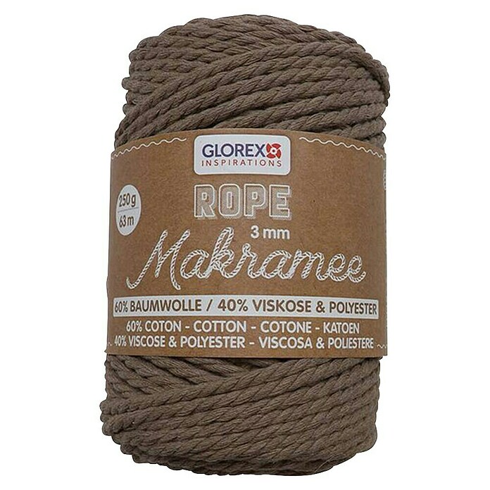 Glorex Wolle Makramee-Rope (Hellbraun, Durchmesser: 3 mm, 250 g, gedreht) | BAUHAUS