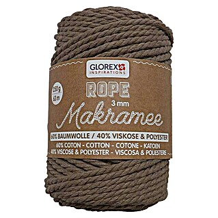 Glorex Wolle Makramee-Rope (Hellbraun, Durchmesser: 3 mm, 250 g, gedreht)