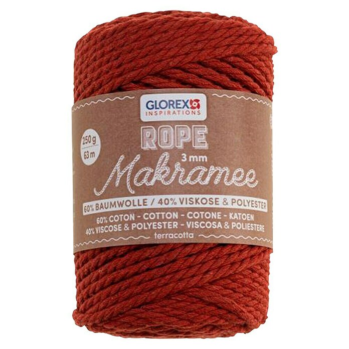 Glorex Wolle Makramee-Rope (Terracotta, Durchmesser: 3 mm, 250 g, gedreht) | BAUHAUS