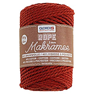 Glorex Wolle Makramee-Rope (Terracotta, Durchmesser: 3 mm, 250 g, gedreht)