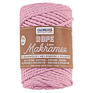 Glorex Wolle Makramee-Rope (Rosa, Durchmesser: 3 mm, 250 g, gedreht)