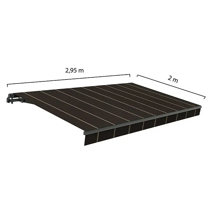 SmartSun Toldo de brazos extensibles Noir Limited Edition Kit - Gris oscuro, Ancho: 3 m, Caída: 2 m - Imagen de un toldo retráctil con dimensiones de 2,95 m x 2 m, ideal para la protección solar exterior.