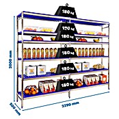 Simonrack Simoninox Estantería metálica Inicial (Al x An x Pr: 200 x 329 x 50 cm, Capacidad de carga por balda: 180 kg, Número de baldas: 6 ud., Inserción, Material balda: Plástico) | BAUHAUS