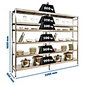Simonrack Simoninox Estantería metálica Inicial (Al x An x Pr: 160 x 329 x 50 cm, Capacidad de carga por balda: 200 kg, Número de baldas: 6 ud., Inserción, Material balda: Acero inoxidable) | BAUHAUS