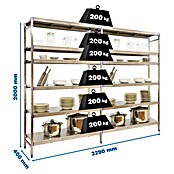 Simonrack Simoninox Estantería metálica Inicial (Al x An x Pr: 200 x 329 x 40 cm, Capacidad de carga por balda: 200 kg, Número de baldas: 6 ud., Inserción, Material balda: Acero inoxidable) | BAUHAUS