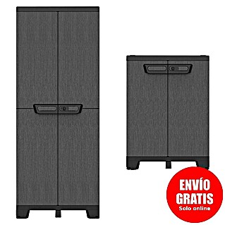 Terry Armario multiusos de plástico  Alto + Bajo Ardesia (2 pzs., Gris oscuro/Negro)