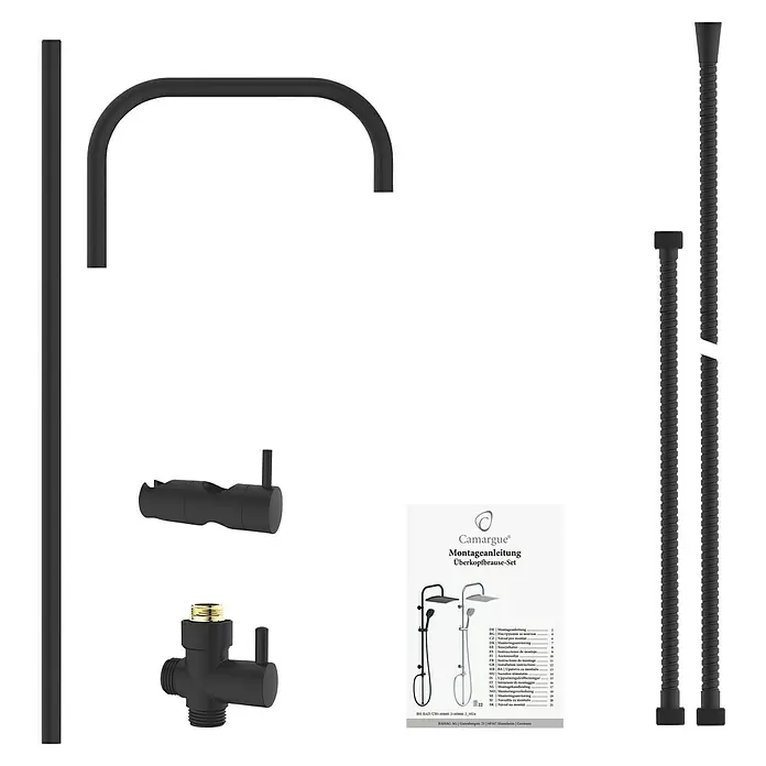 Camargue Duschsystem Florida - Höhe: 97 cm, Schwarz - Camargue Überkopfbrause-Set, bestehend aus Duschkopf, Armatur, Stange und Montageanleitung für ein komfortables Duscherlebnis.