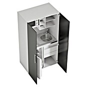 Respekta Cocina en armario (104 cm, Con placa de dos fuegos, Negro)