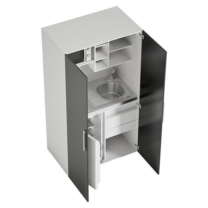 Respekta Cocina en armario (104 cm, Con placa vitrocerámica, Negro)