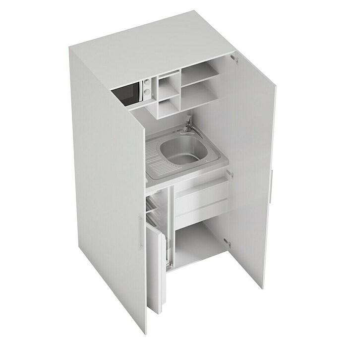 Respekta Cocina en armario (104 cm, Con placa de dos fuegos, Blanco)