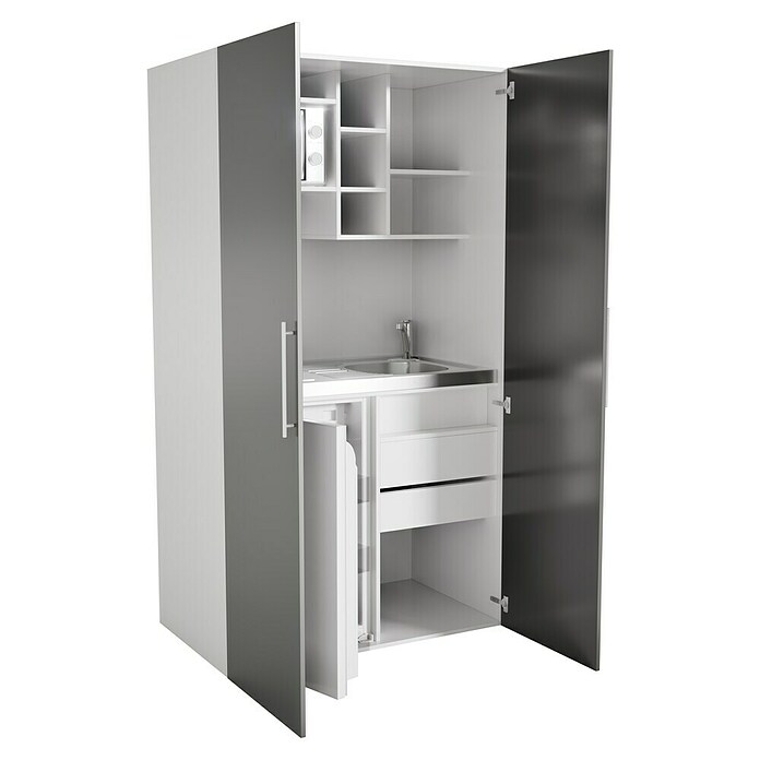 Respekta Kastkeuken (104 cm, Met glaskeramische kookplaat, Grijs)