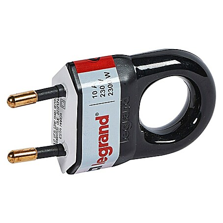 Legrand Clavija plana con anillo (Negro, Plástico, IP20)
