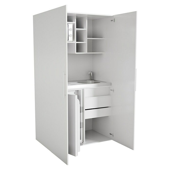 Respekta Kastkeuken (104 cm, Met glaskeramische kookplaat, Wit)