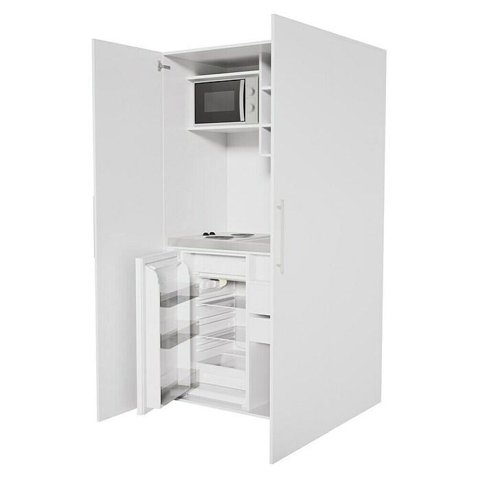 Respekta Cocina en armario (104 cm, Con placa de dos fuegos, Blanco)