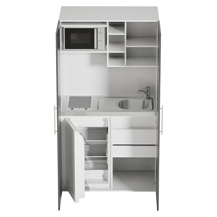 Respekta Kastkeuken (104 cm, Met glaskeramische kookplaat, Grijs)