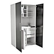 Respekta Cocina en armario (104 cm, Con placa de dos fuegos, Negro)