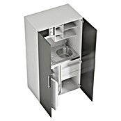 Respekta Cocina en armario (104 cm, Con placa de dos fuegos, Gris)