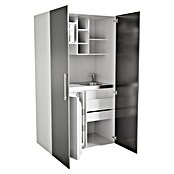 Respekta Cocina en armario (104 cm, Con placa de dos fuegos, Gris)