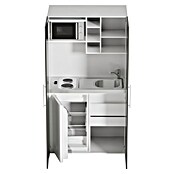 Respekta Cocina en armario (104 cm, Con placa de dos fuegos, Gris)