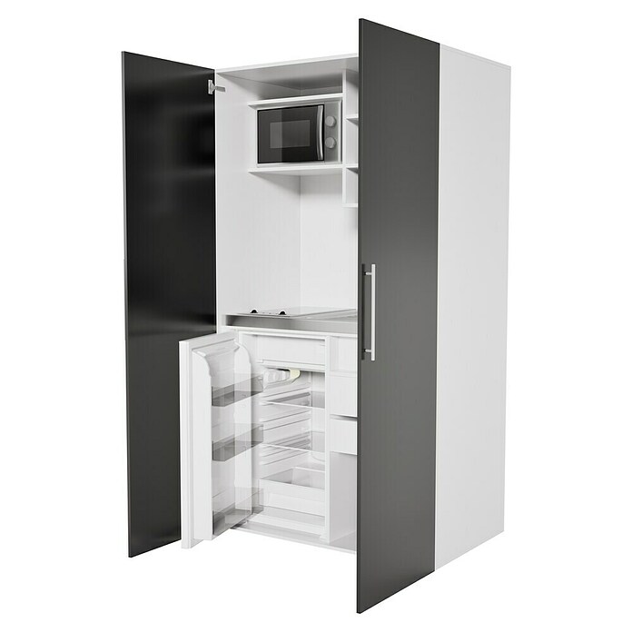 Respekta Cocina en armario (104 cm, Con placa vitrocerámica, Negro)