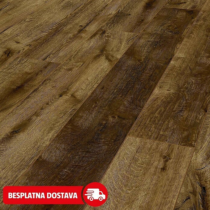 LOGOCLIC Ambienta Laminat Hrast Mirandola  (Smeđa, Rustikalni pod, 1.288 x 195 x 10 mm) | BAUHAUS