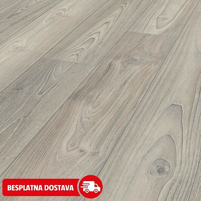LOGOCLIC Ambienta Laminat Hrast Alba  (Siva, Rustikalni pod, 1.288 x 195 x 10 mm) | BAUHAUS