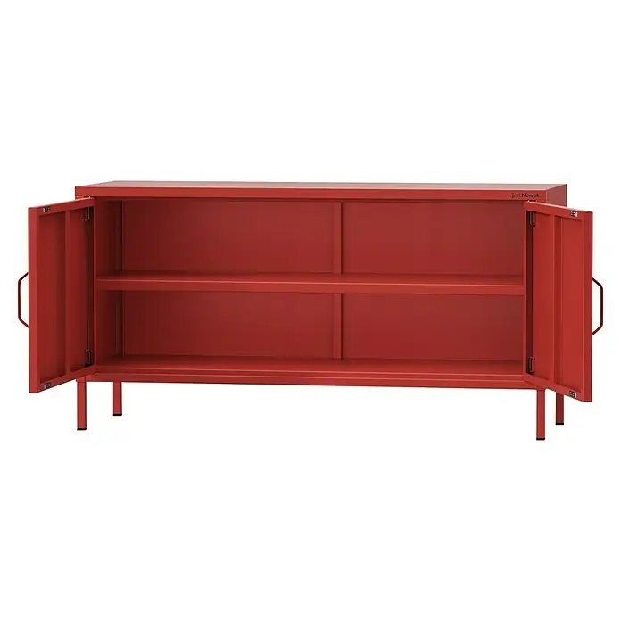 Jan Nowak TV-Schrank Rosa - H x B x T: 59,5 x 115 x 40 cm, Rot - Rotes Metallschrank mit offenen Türen und zwei Einlegeböden, ideal für Stauraum und Organisation im modernen Zuhause.