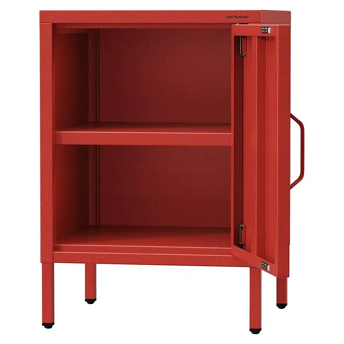 Jan Nowak Nachttisch Mia - L x B x H: 40 x 42,4 x 59,5 cm, Rot - Roter Jan Nowak Metallschrank mit offenen Türen und zwei Einlegeböden. Der Schrank ist ideal für Büro und Werkstatt.
