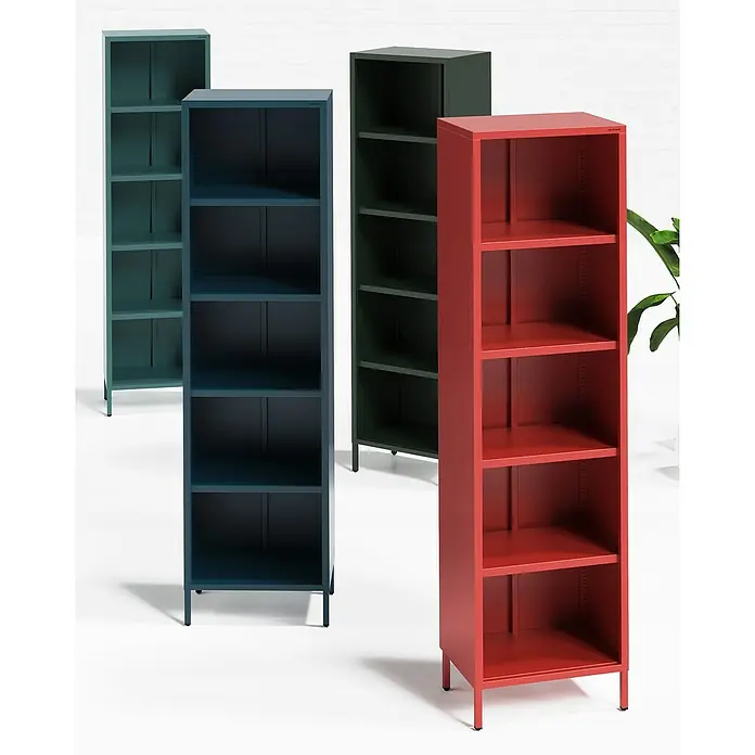 Jan Nowak Bücherregal Mario - B x T x H: 50 x 35 x 180 cm, Dunkelblau - Verschiedenfarbige, schlanke Regale aus Metall mit offenen Fächern. Die perfekten Ordnungshüter für jeden Raum.
