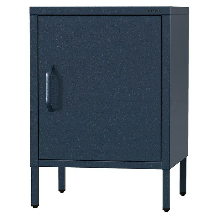 Jan Nowak Nachttisch Mia - L x B x H: 40 x 42,4 x 59,5 cm, Dunkelblau - Blauer Metallschrank mit Tür und Griff, ideal für Büro oder Zuhause, bietet praktischen Stauraum.