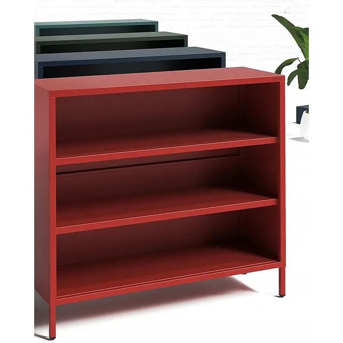 Jan Nowak Bücherregal Luca - B x T x H: 100 x 35 x 90 cm, Meeresgrün - Rotes Bücherregal mit drei Fächern, ideal für die Aufbewahrung von Büchern und Deko-Objekten. Praktisch und stilvoll für jedes Zimmer.