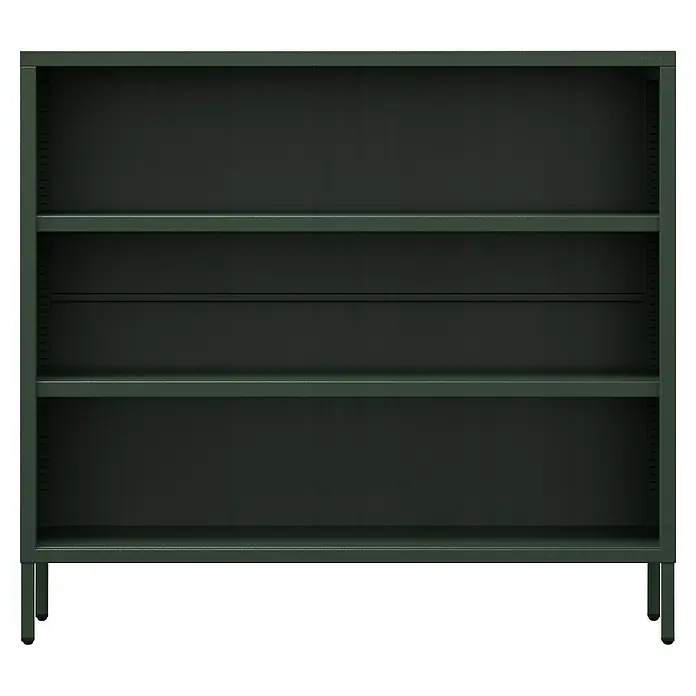 Jan Nowak Bücherregal Luca - B x T x H: 100 x 35 x 90 cm, Flaschengrün - Dunkelgrünes Regal mit drei Regalböden, ideal zur Aufbewahrung von Gegenständen oder zur Präsentation von Dekoartikeln.