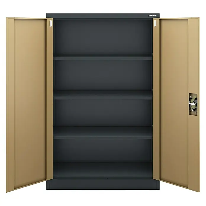 Jan Nowak Aktenschrank Kevin - B x T x H: 90 x 40 x 140 cm, Anthrazit/Nussbaum - Offener Büroschrank von Jan Nowak mit vier Fachböden. Ideal für die Aufbewahrung von Dokumenten und Büromaterialien.
