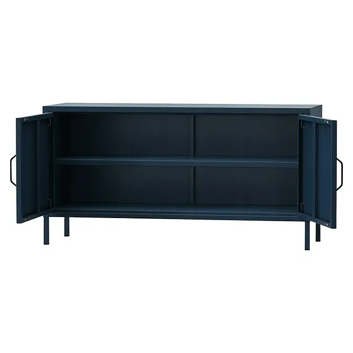 Jan Nowak TV-Schrank Rosa - H x B x T: 59,5 x 115 x 40 cm, Dunkelblau - Geräumiger blauer Metallschrank mit offenen Türen und zwei Regalböden zur Aufbewahrung und Organisation von Gegenständen.